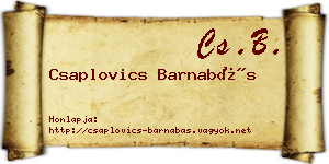 Csaplovics Barnabás névjegykártya