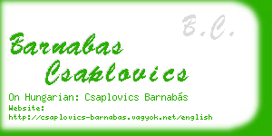 barnabas csaplovics business card